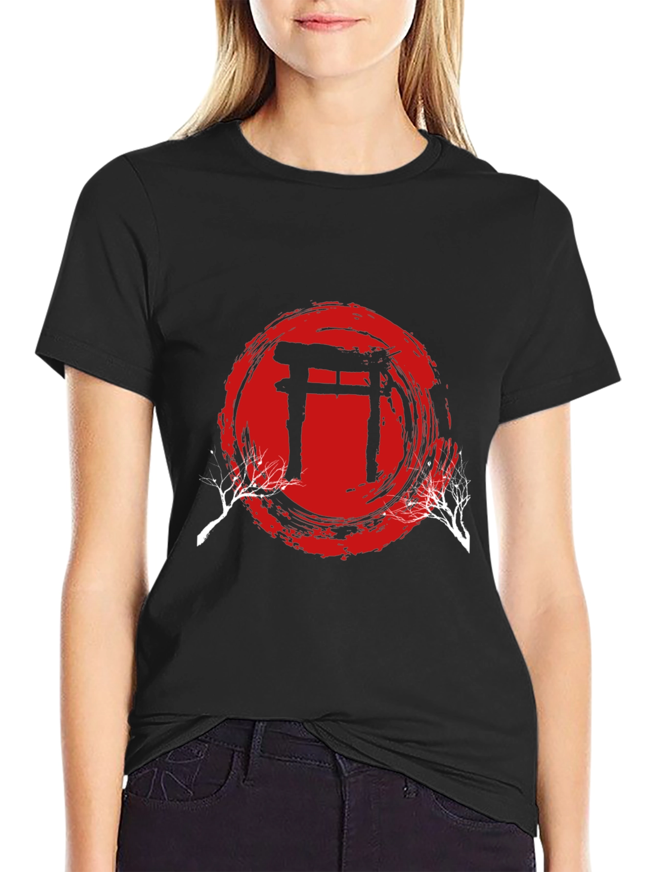 Black Japanese Torii Gate T-Shirt view 2