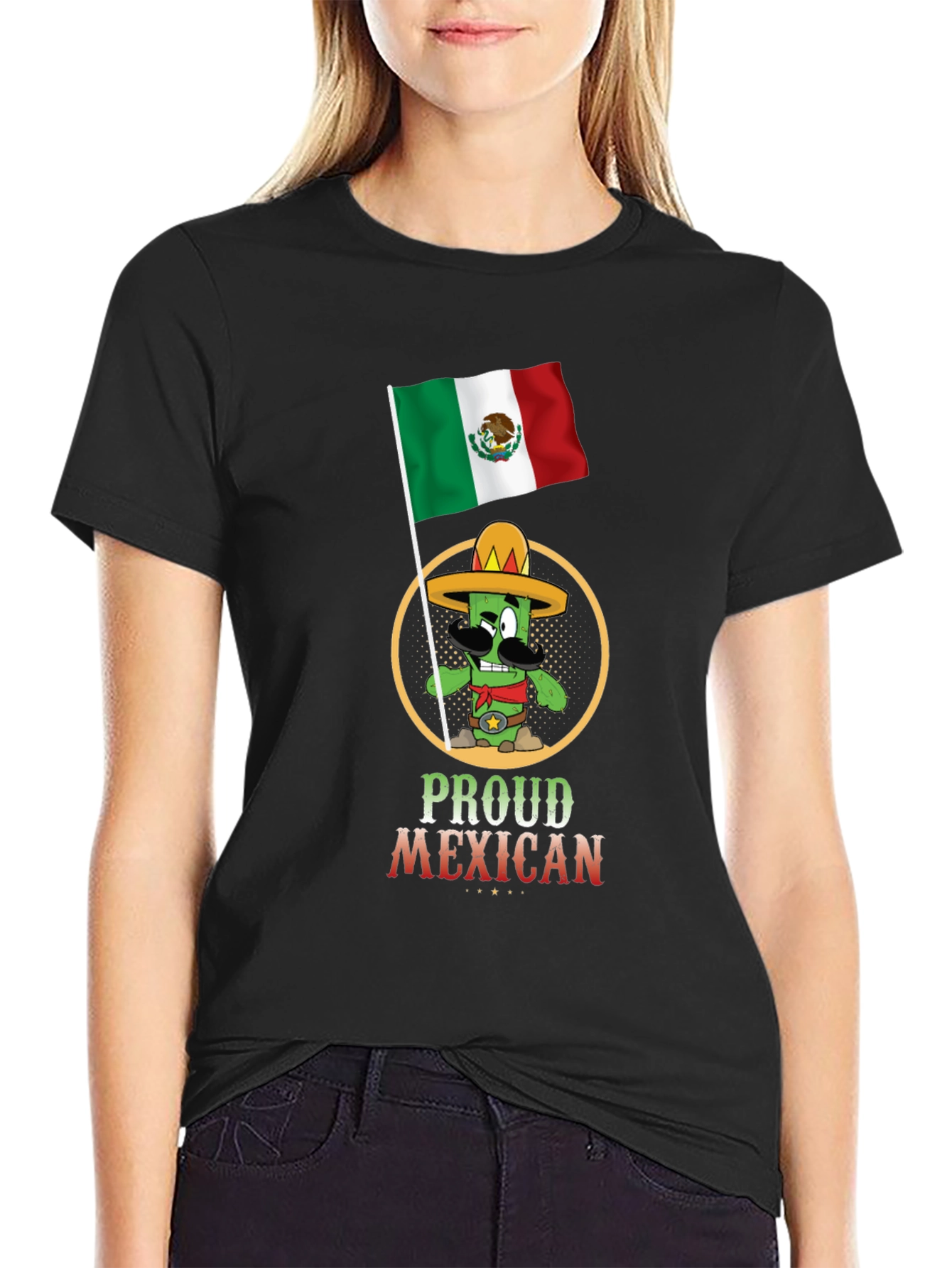 Black Proud Mexican T-Shirt - Cactus Graphic Tee view 2