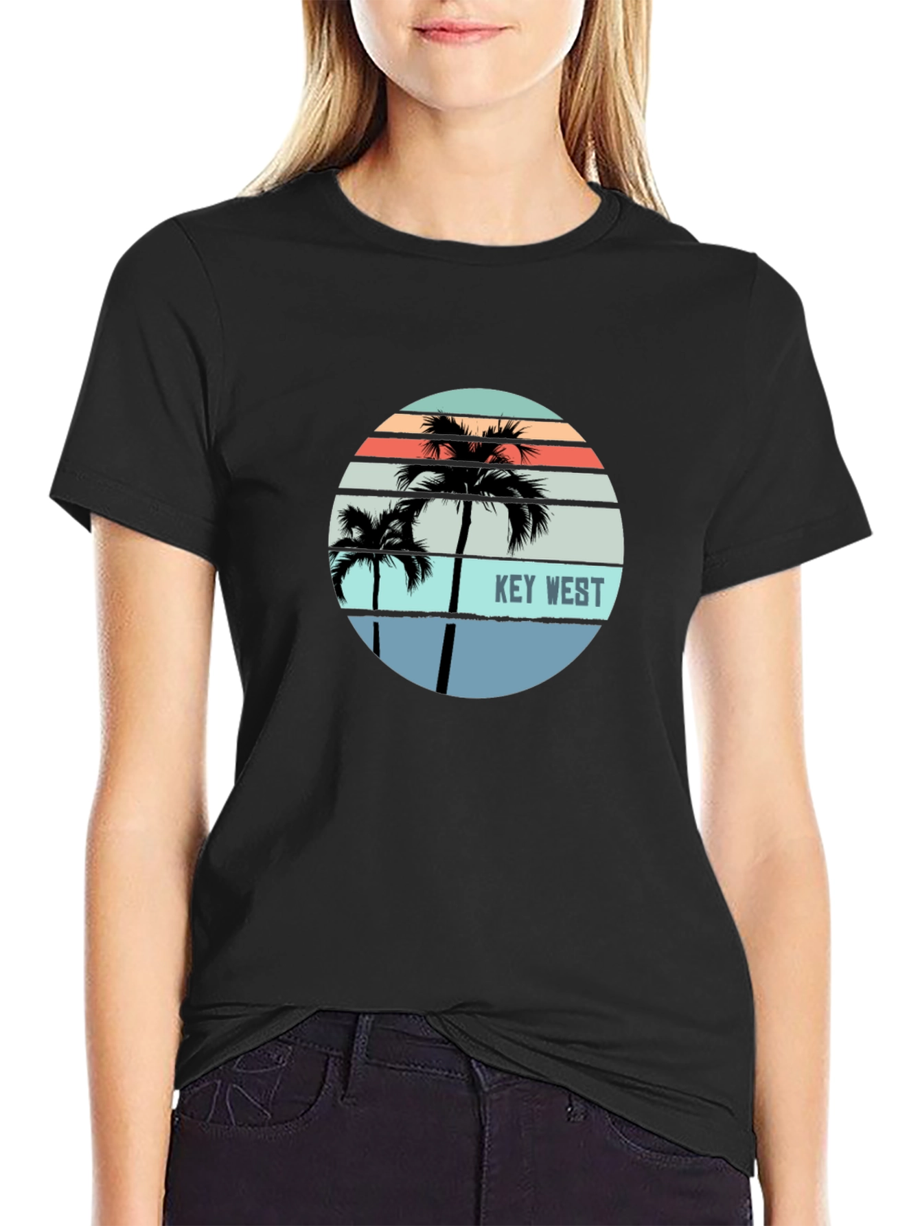 Black Key West Palm Tree Graphic Tee - Island Style view 2