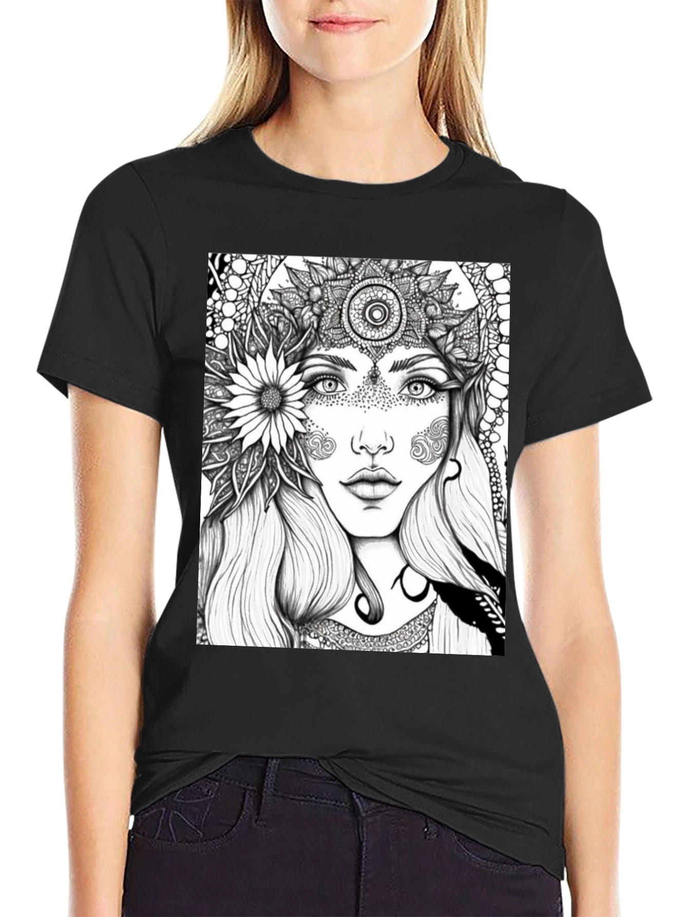 Black Mystic Woman Graphic Tee - Black view 2