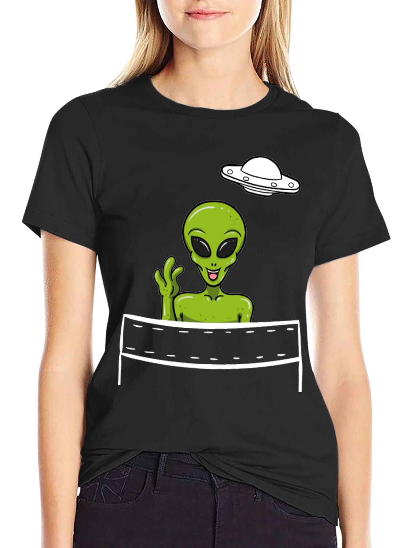 Black Alien Volleyball Graphic Tee view 2