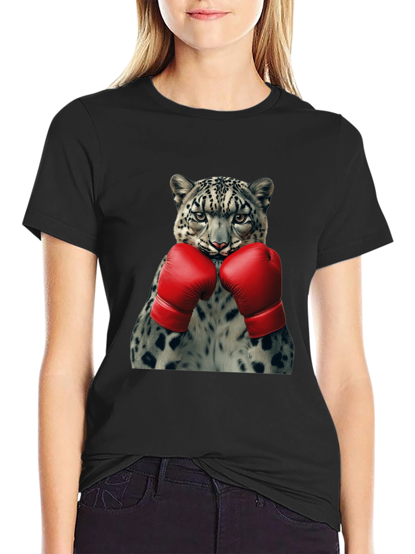 Black Leopard Boxer Graphic Tee - Punchy Style! view 2