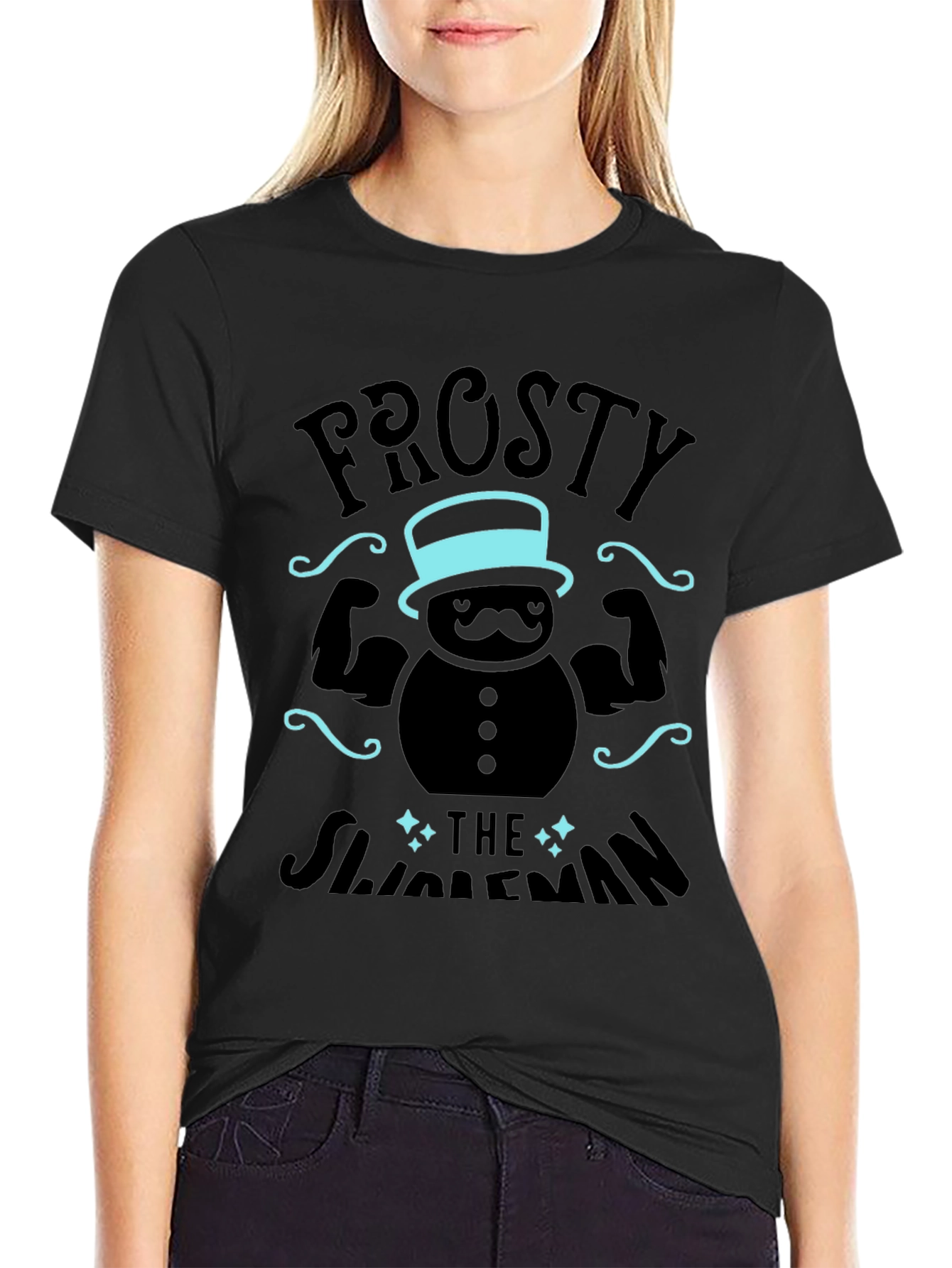 Black Frosty the Slimeman T-Shirt - Funny Gym Tee view 2