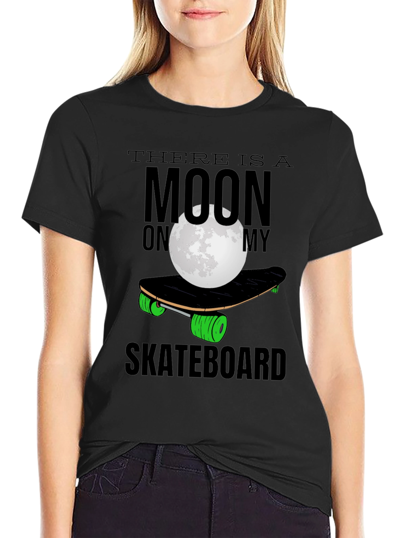 Black Moon Skateboard T-Shirt - Unique Graphic Tee view 2
