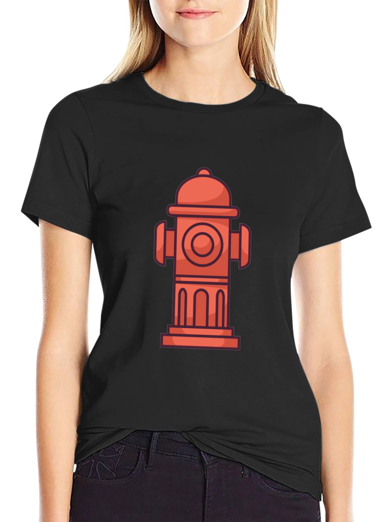 Black Fire Hydrant Graphic Tee - Cool Cartoon Style view 2