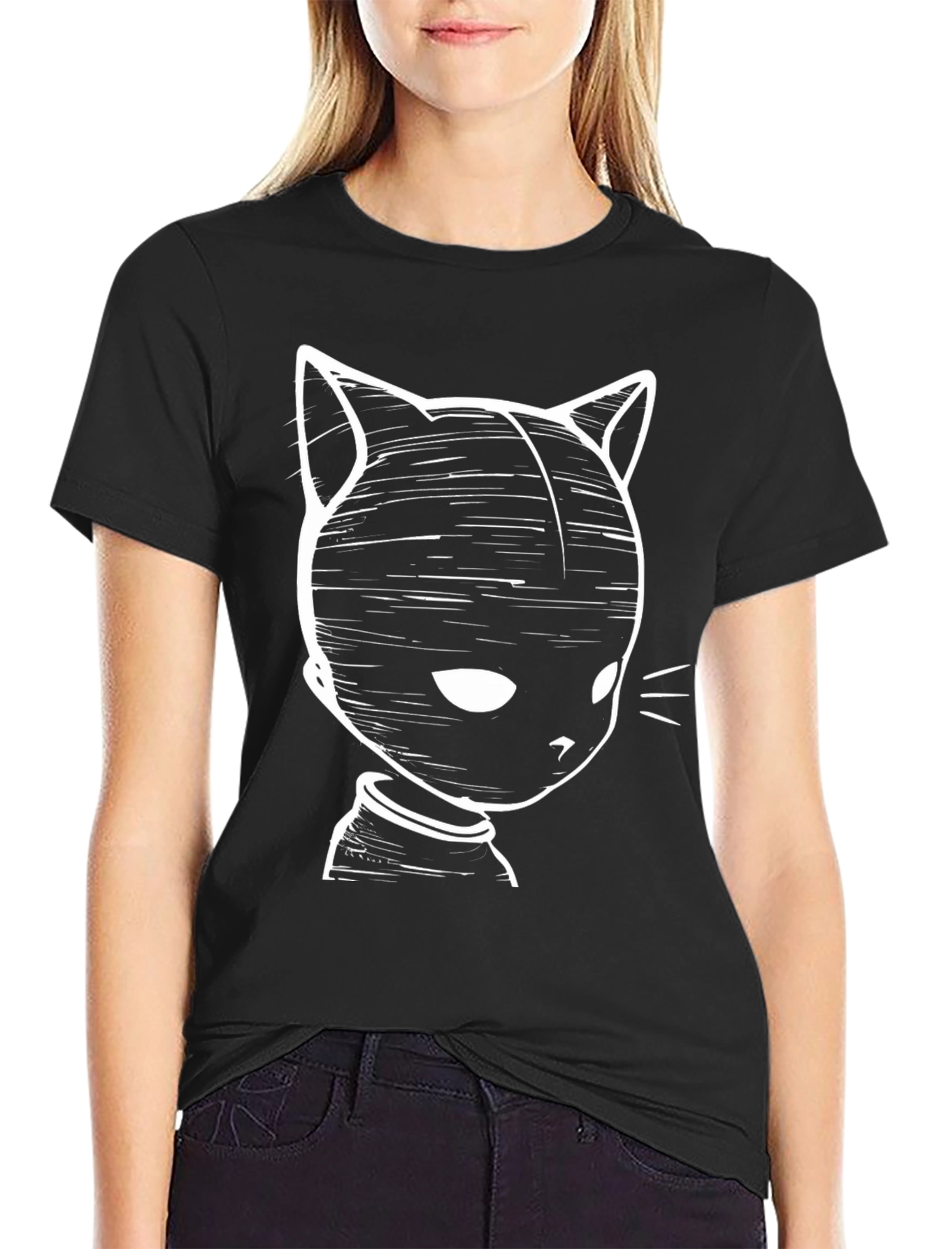 Black Black Cat Graphic T-Shirt view 2