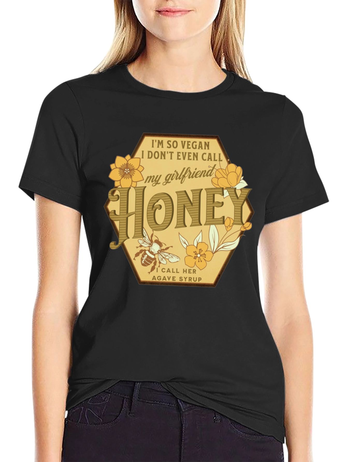 Black Vegan Honey Girlfriend Graphic T-Shirt view 2
