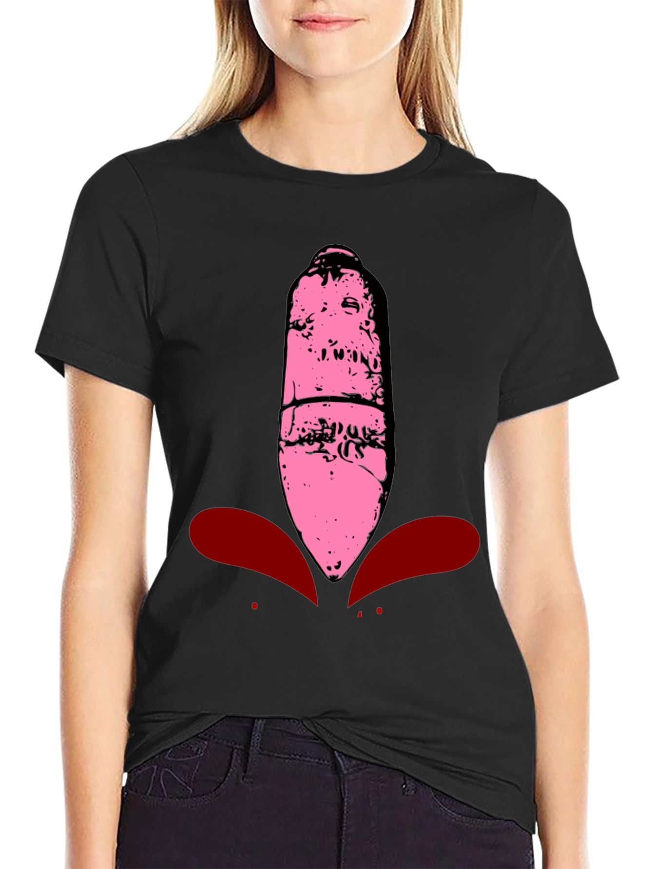 Black Pink Alien Head Graphic Tee - Men's Black T-Shirt view 2