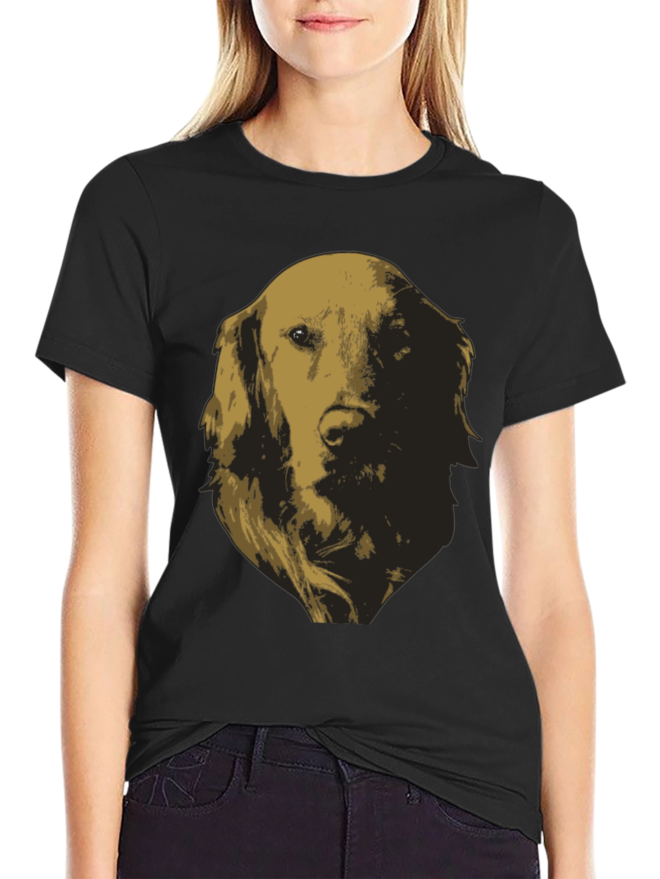 Black Golden Retriever Dog Graphic Tee view 2