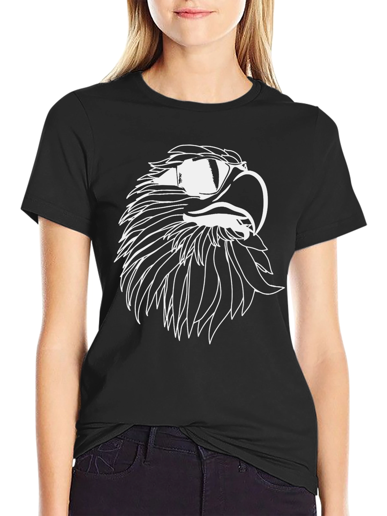Black Bold Eagle Graphic Tee - Men's Black Cotton T-Shirt view 2