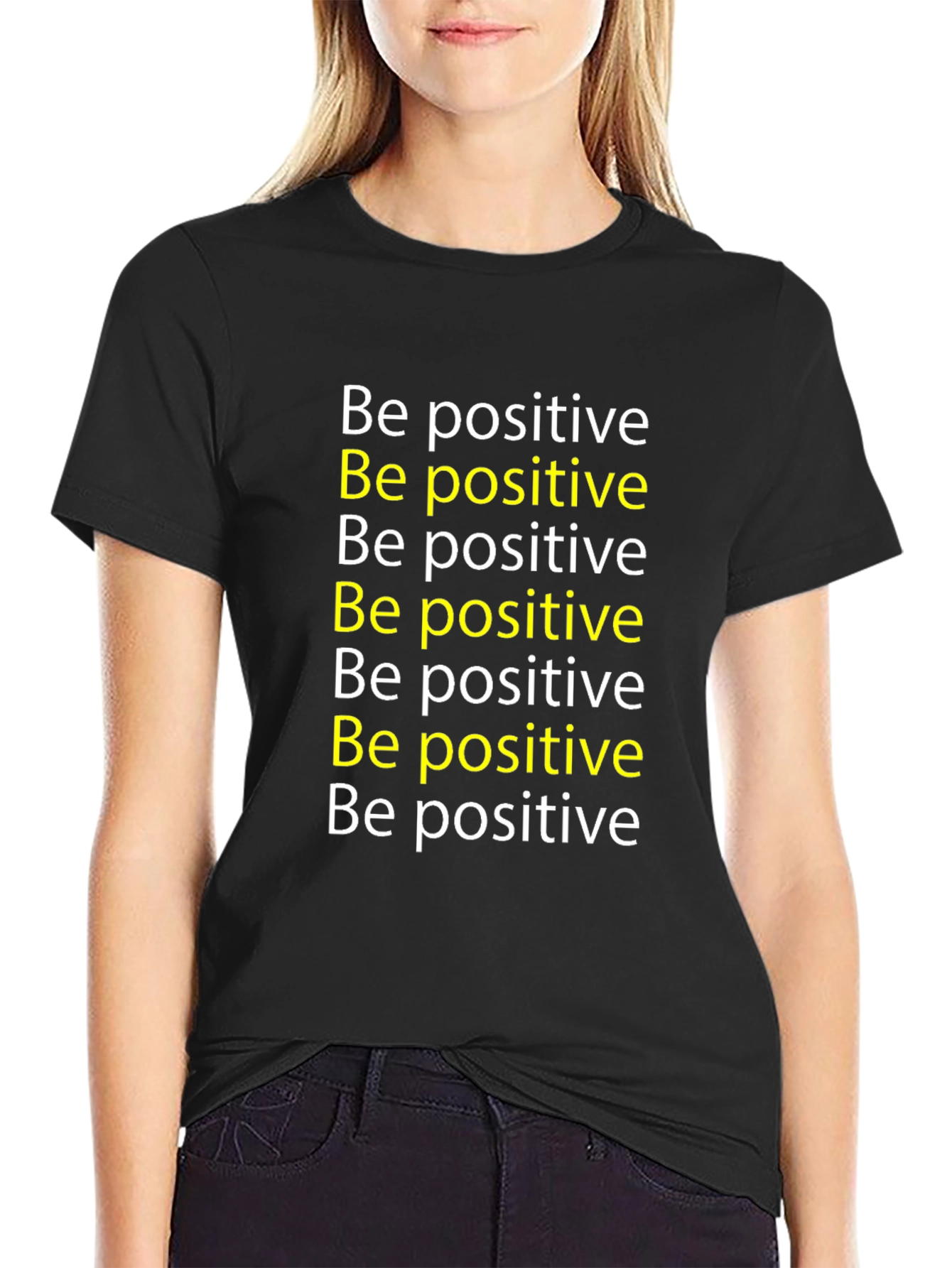 Black Be Positive Graphic Tee - Motivational T-Shirt view 2