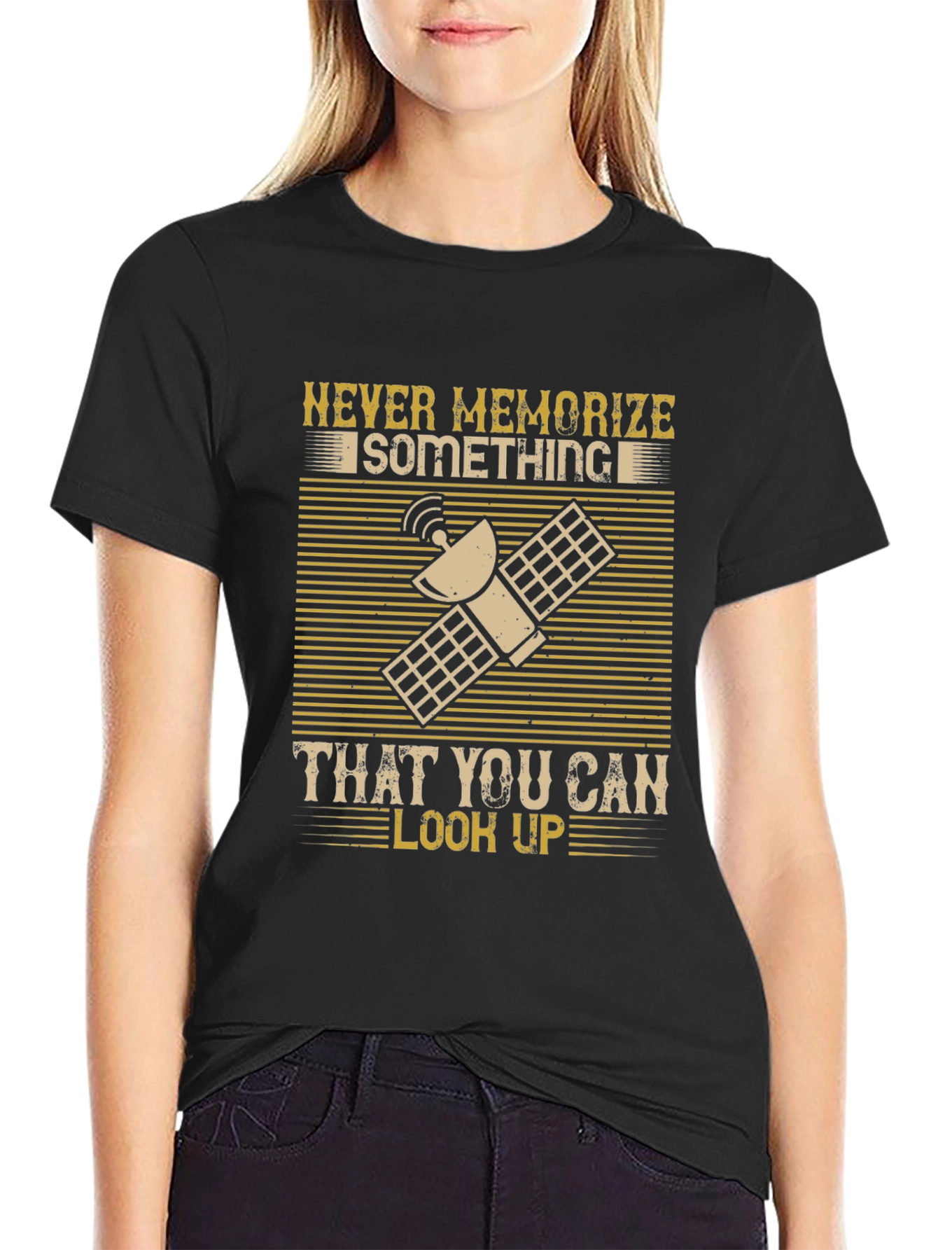 Black Never Memorize T-Shirt - Look It Up! view 2
