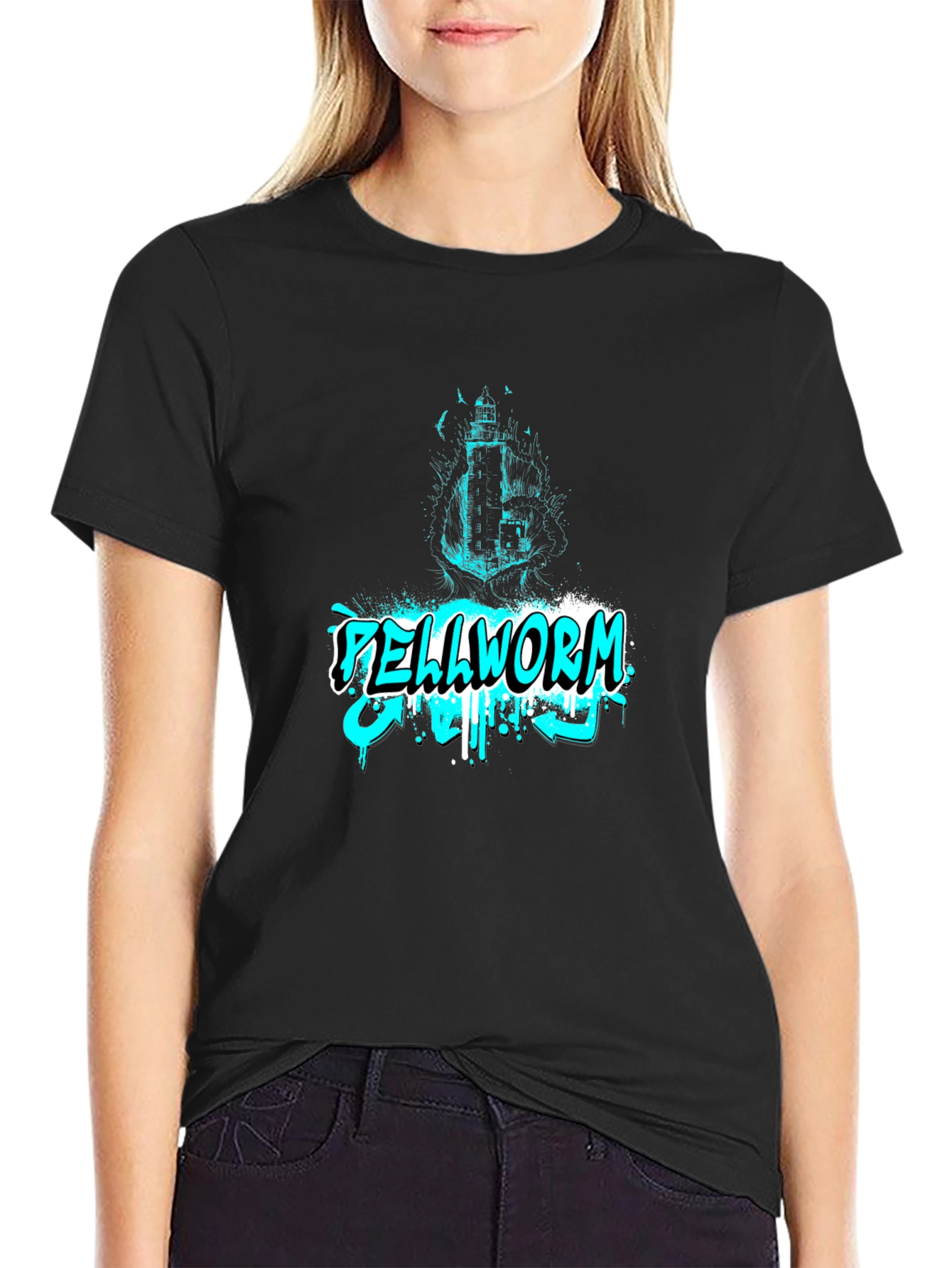 Black Hellworm Graphic Print Black T-Shirt view 2