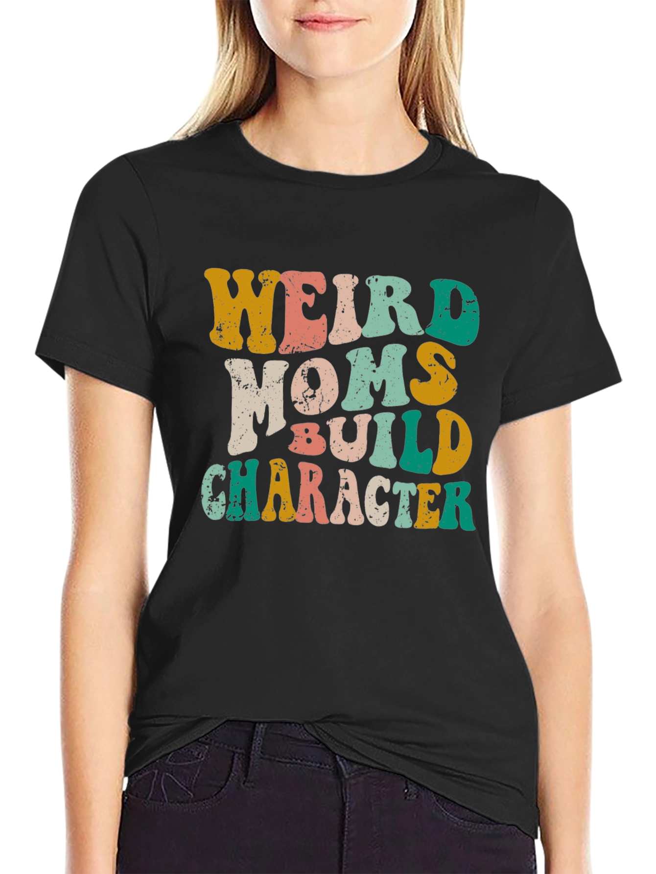 Black Weird Moms Build Character Graphic Tee view 2
