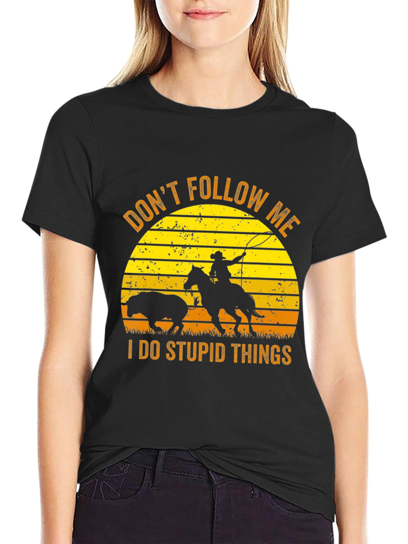Black Don't Follow Me Black Graphic Tee view 2