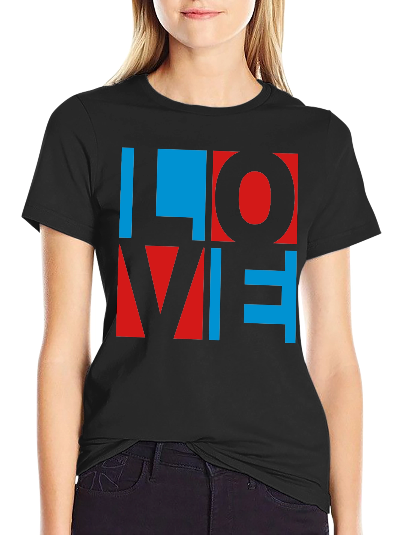 Black LOVE Graphic Tee - Bold & Colorful view 2