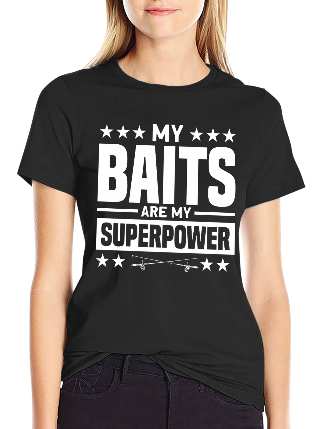 Black My Baits Are My Superpower Graphic Tee view 2