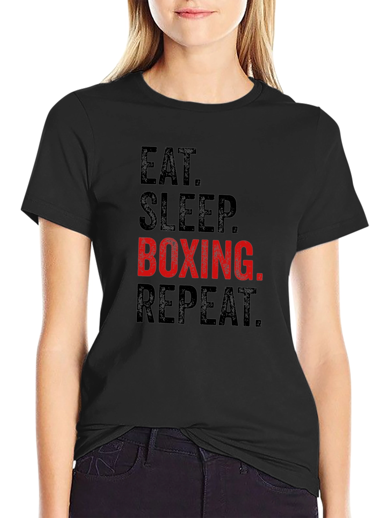 Black Eat Sleep Boxing Repeat T-Shirt - Black view 2