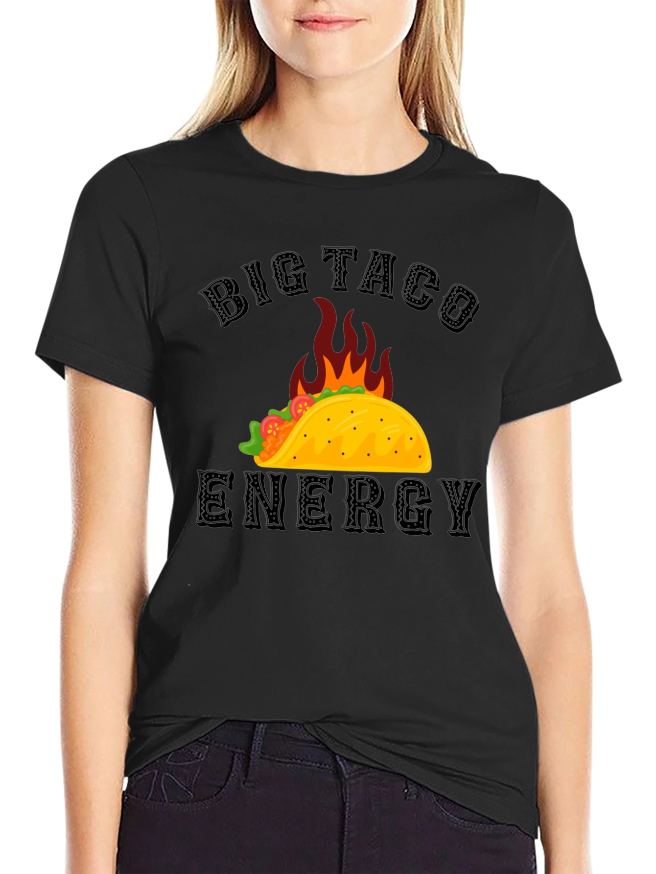 Black Big Taco Energy Graphic T-Shirt view 2