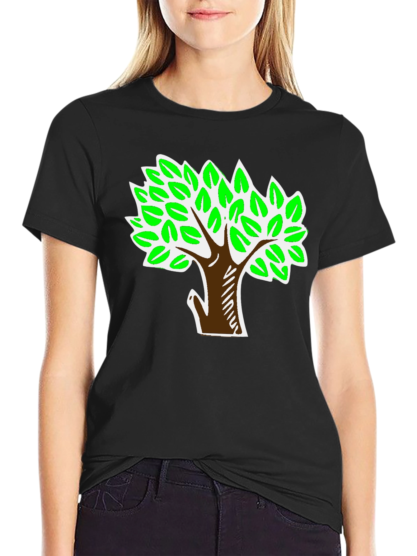 Black Tree Graphic Black T-Shirt view 2