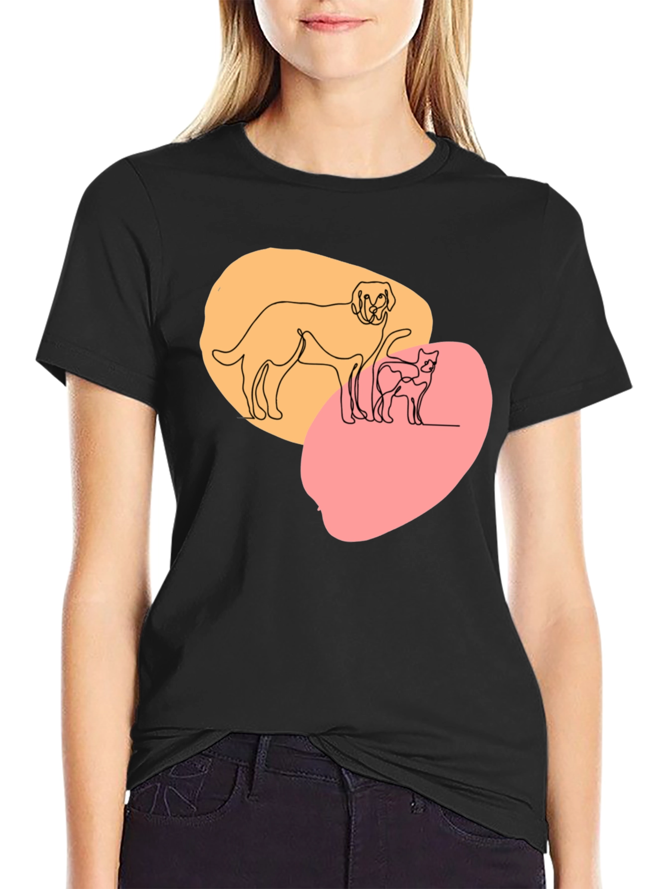 Black Dog and Cat Graphic Tee view 2