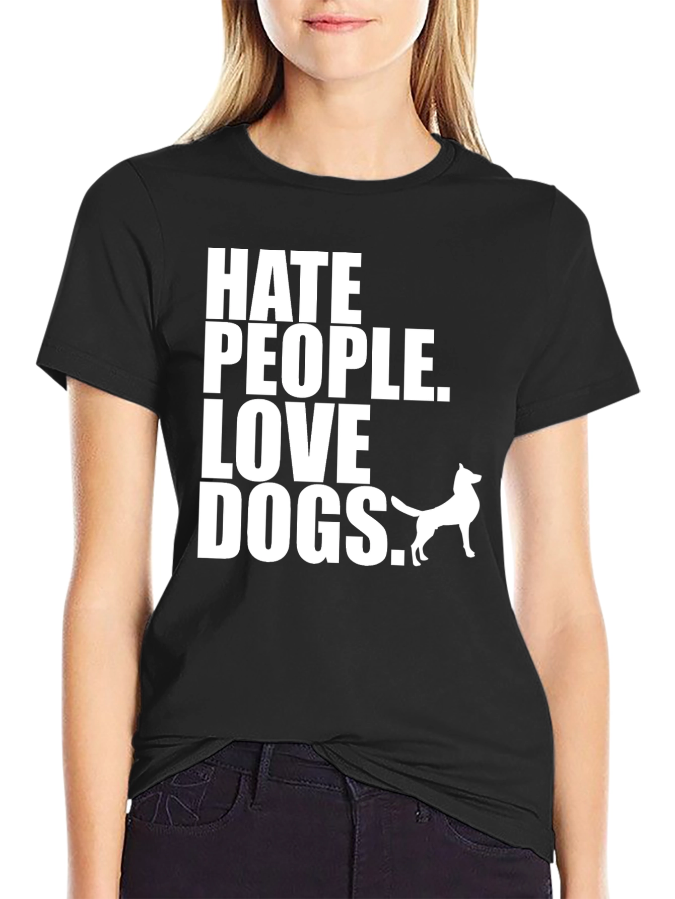 Black Hate People Love Dogs Graphic Tee view 2