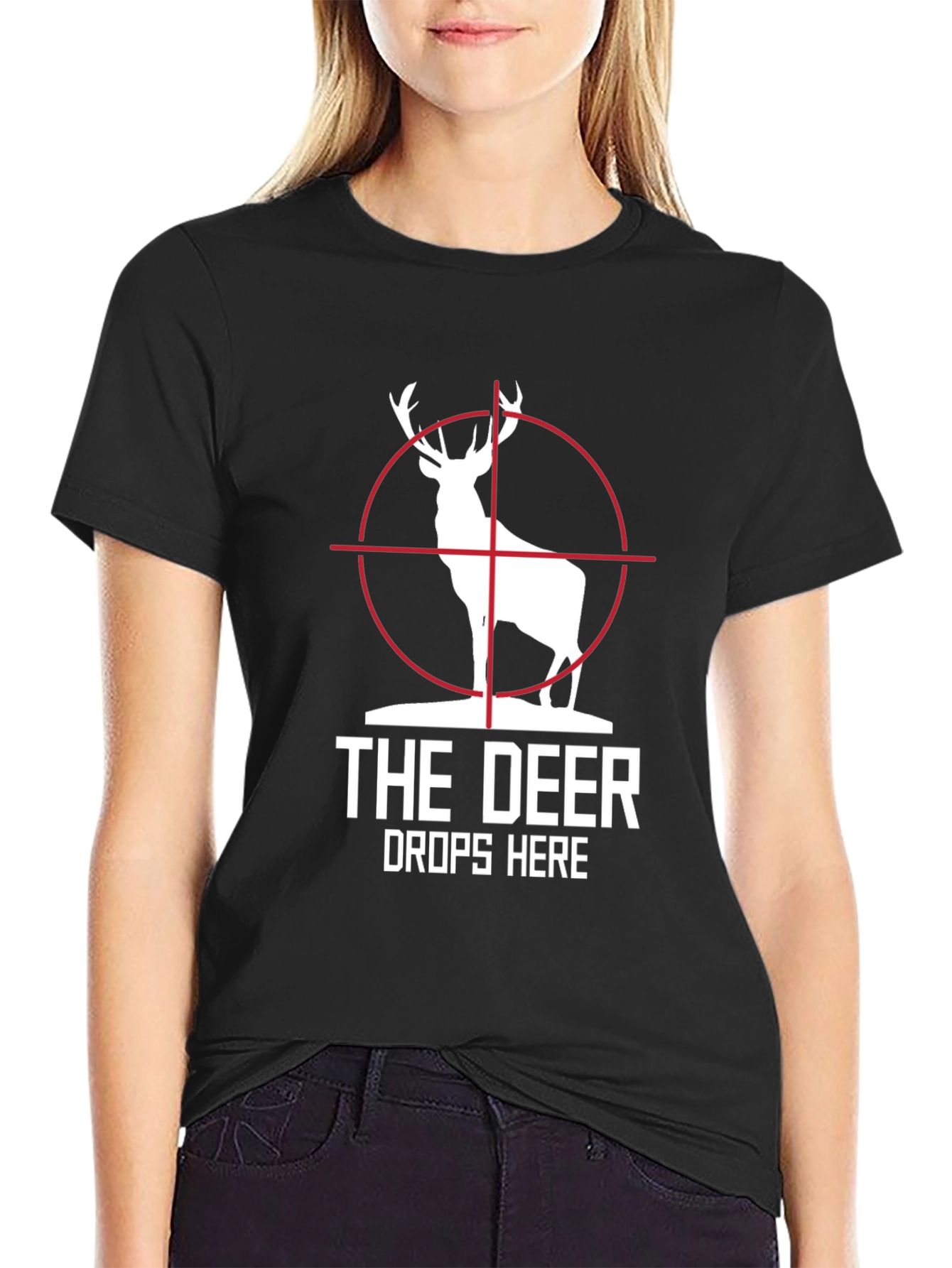 Black The Deer Drops Here Graphic Tee view 2