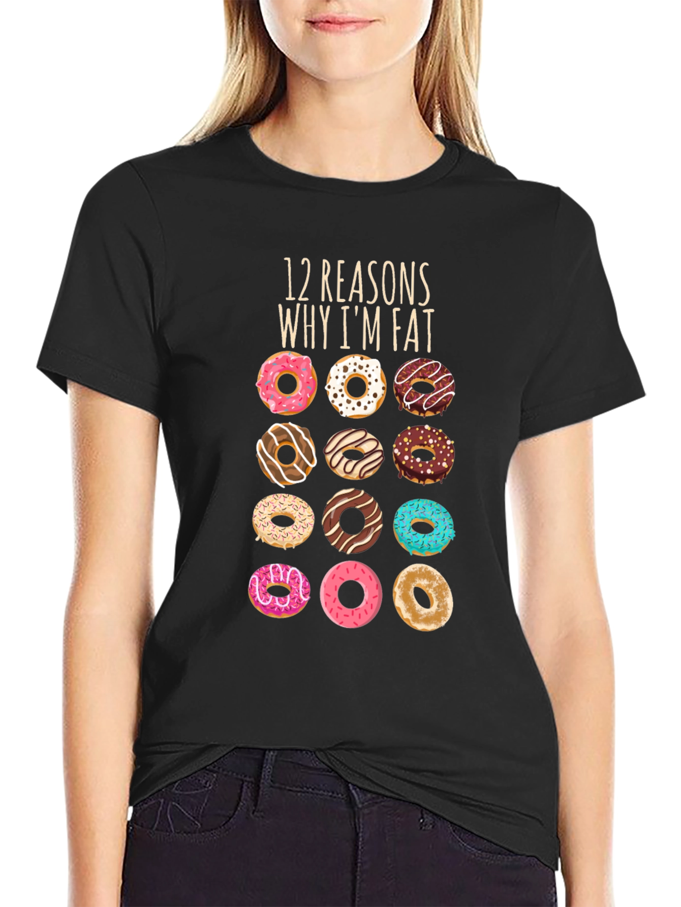 Black Donut Lover's T-Shirt: 12 Reasons Why I'm Fat view 2
