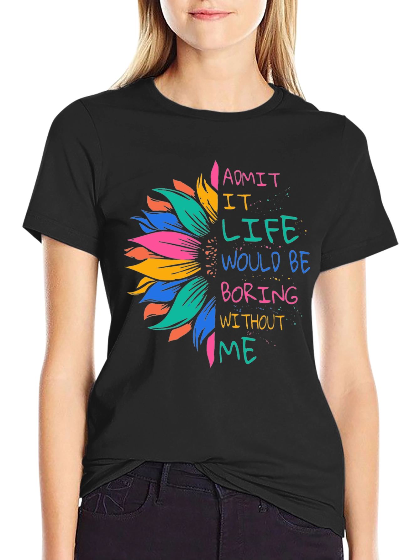 Black Sunflower Graphic Tee - Admit It Life Would Be Boring view 2