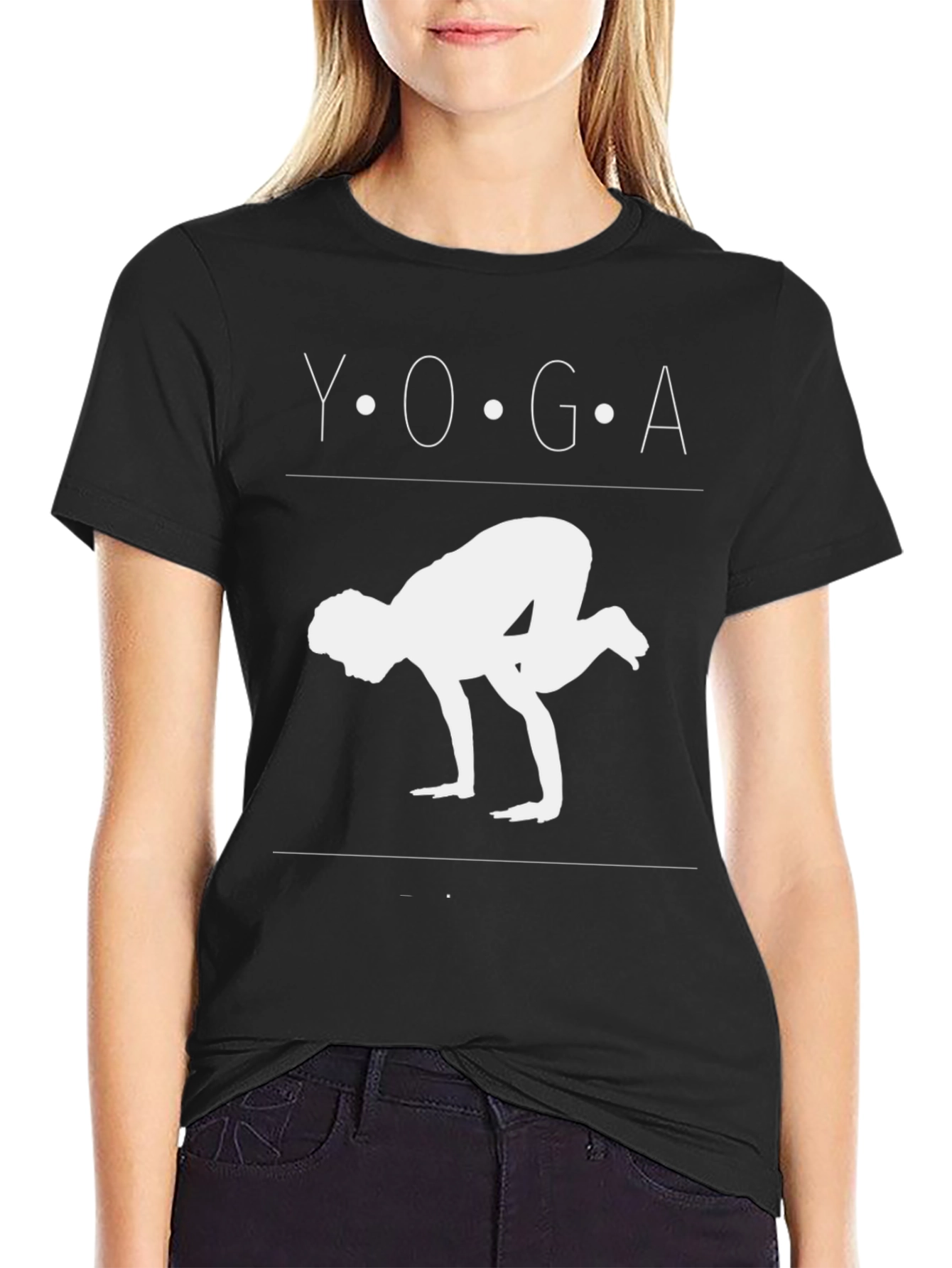 Black Yoga Pose Graphic Tee - Crow Pose T-Shirt view 2