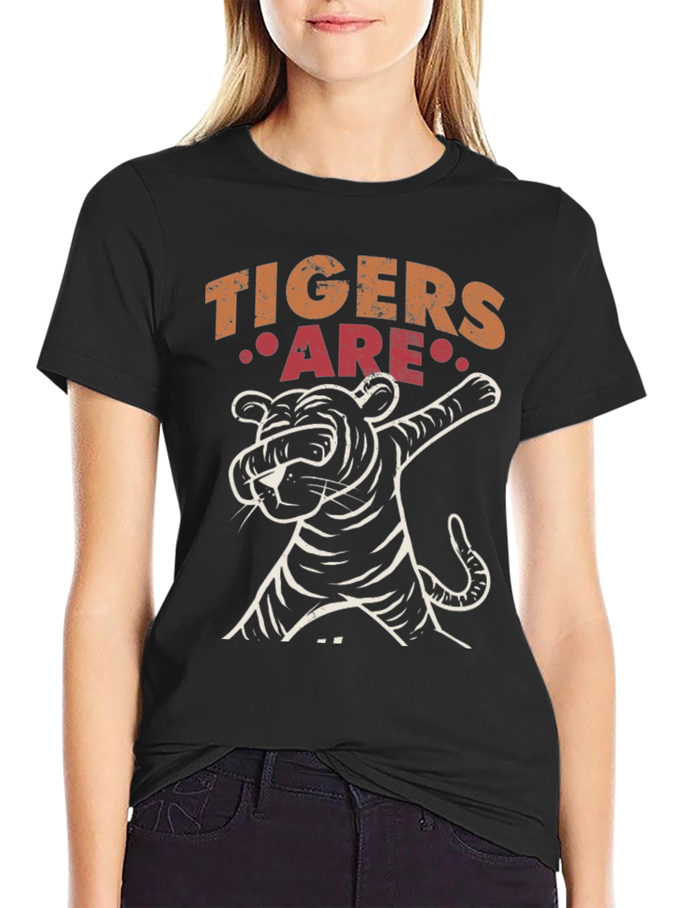 Black Dabbing Tiger Graphic Tee - Cool Novelty Design view 2
