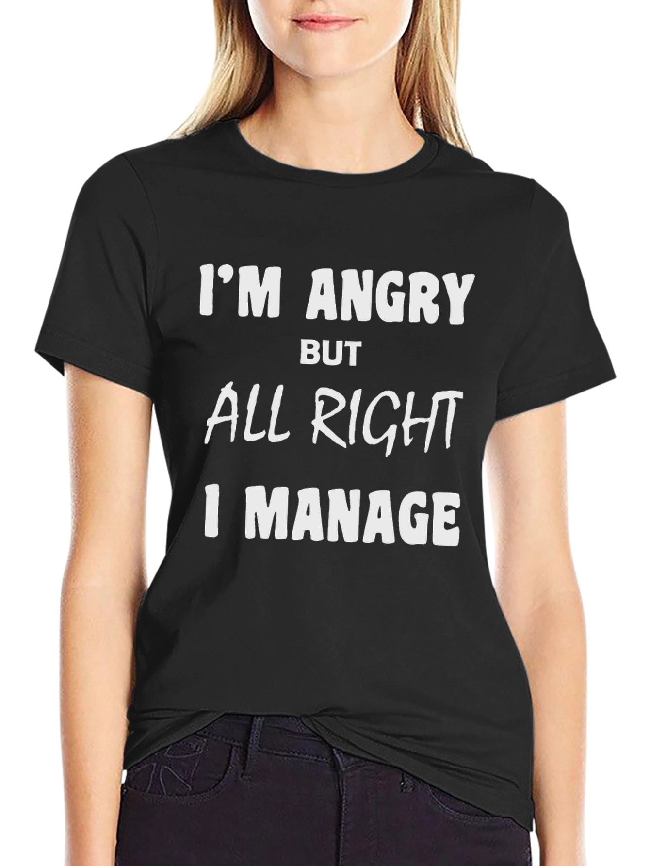 Black I'm Angry But All Right Graphic T-Shirt view 2
