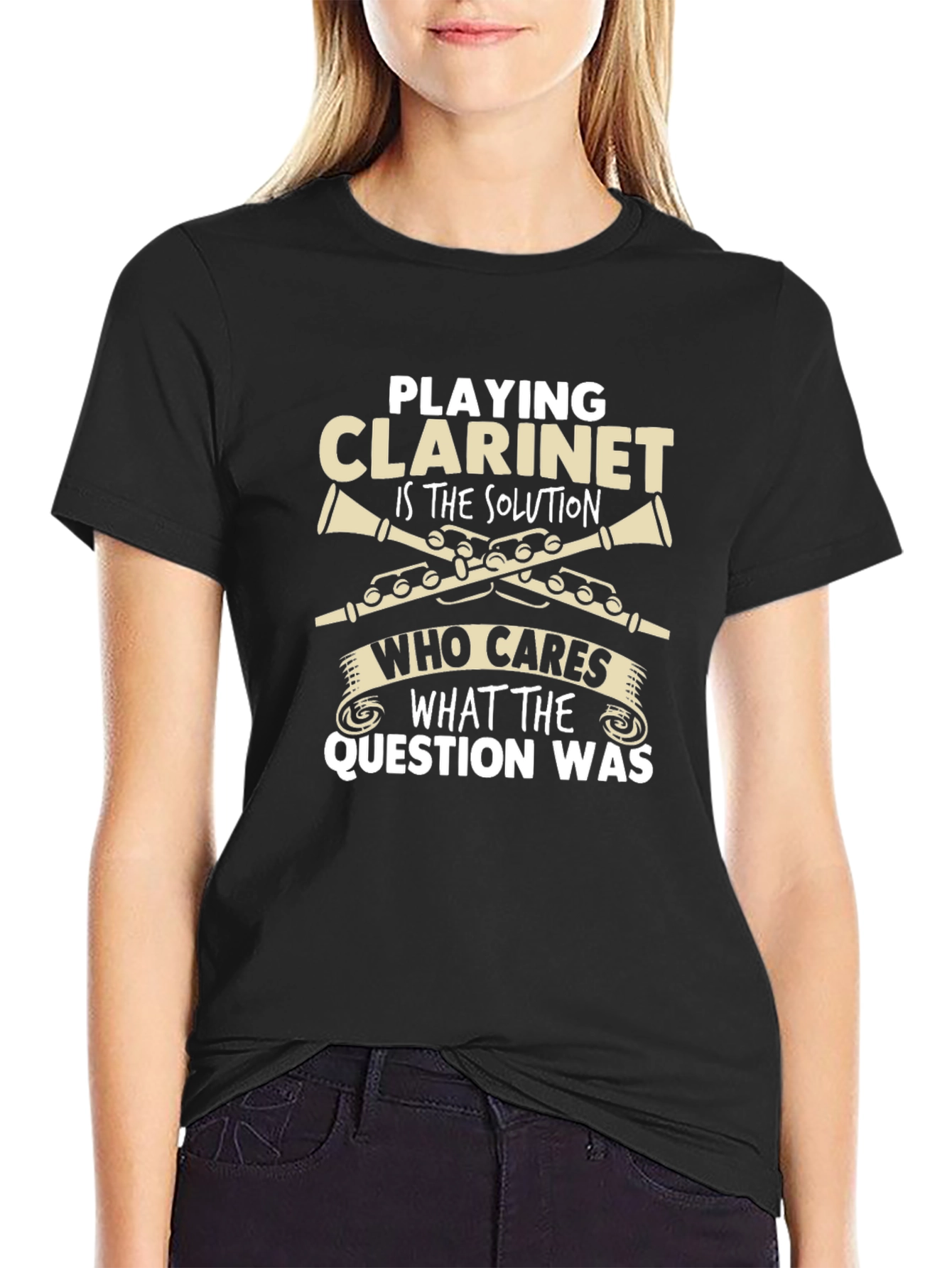 Black Clarine Playing Is The Solution Novelty Graphic T-Shirt view 2