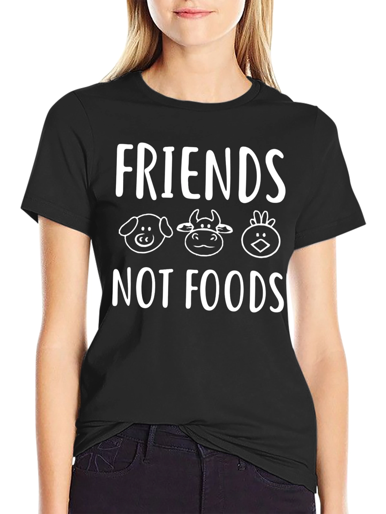 Black Friends Not Foods T-Shirt, Animal Lover Tee view 2