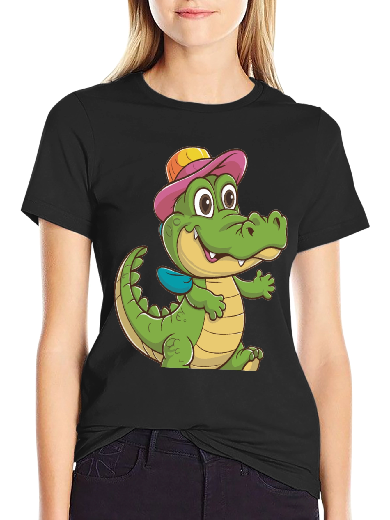 Black Cartoon Alligator T-Shirt view 2