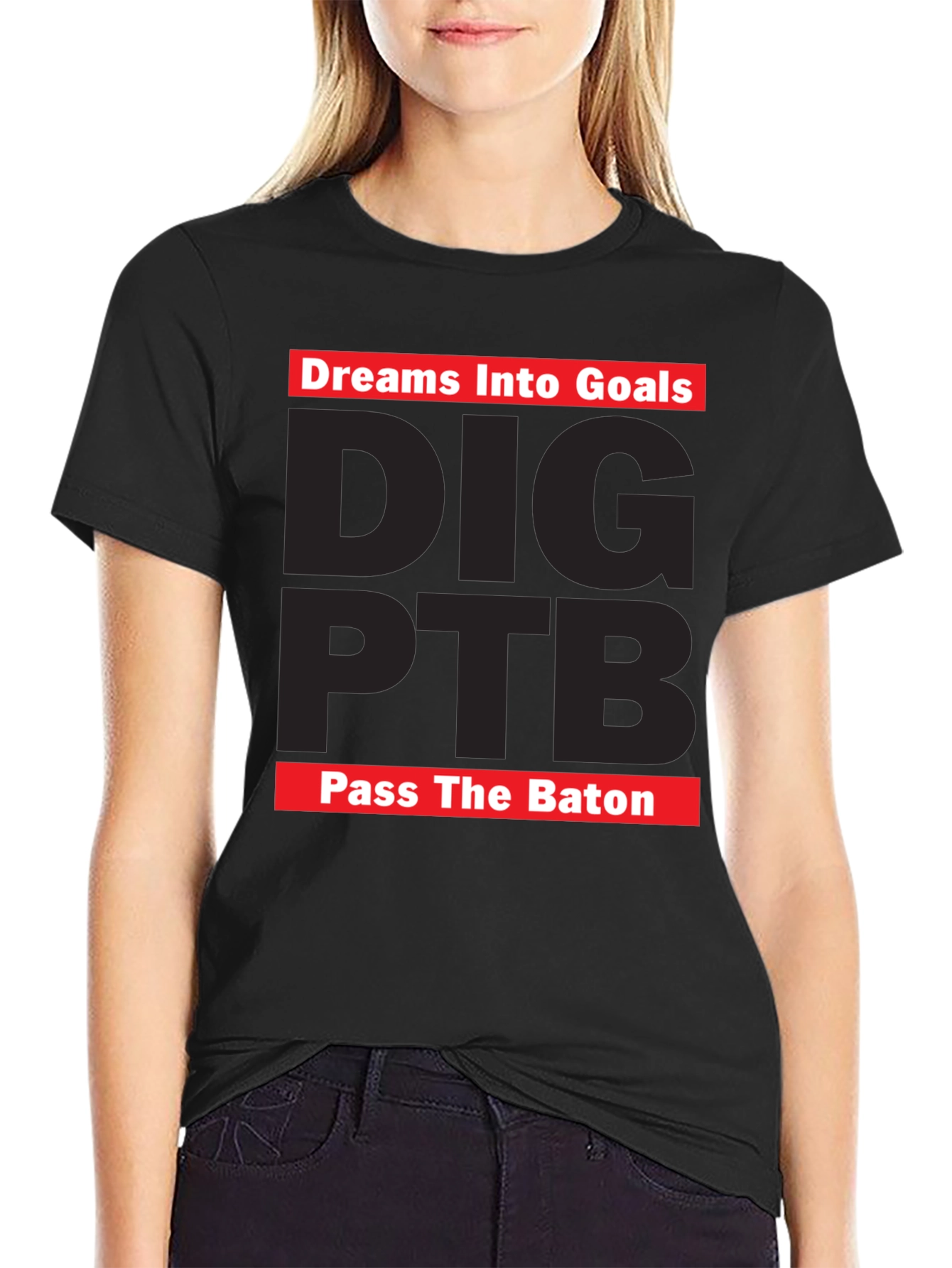 Black Dreams Into Goals T-Shirt - DIG PTB Pass The Baton view 2