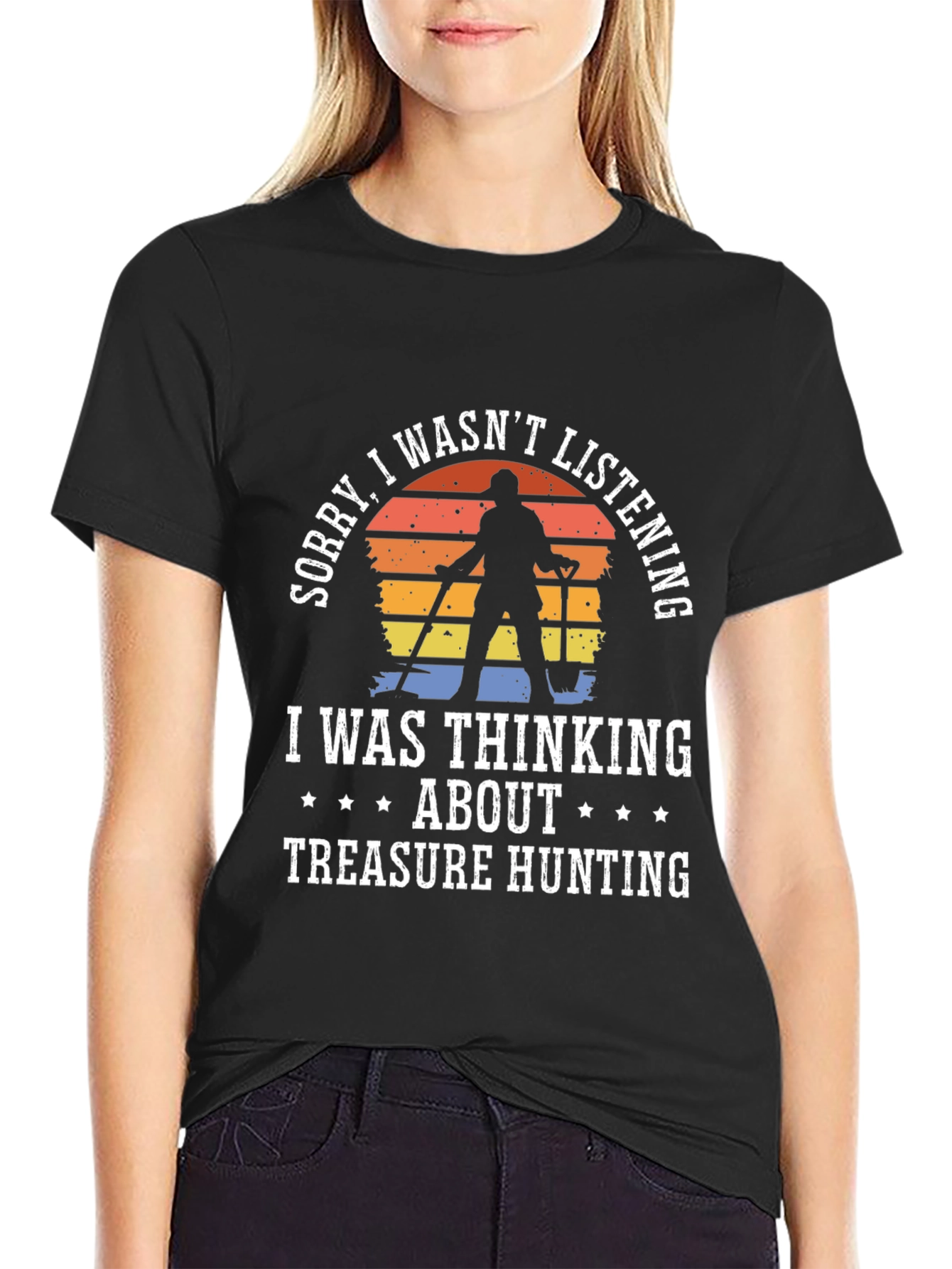 Black Treasure Hunting Tee - Sorry, Not Listening! view 2