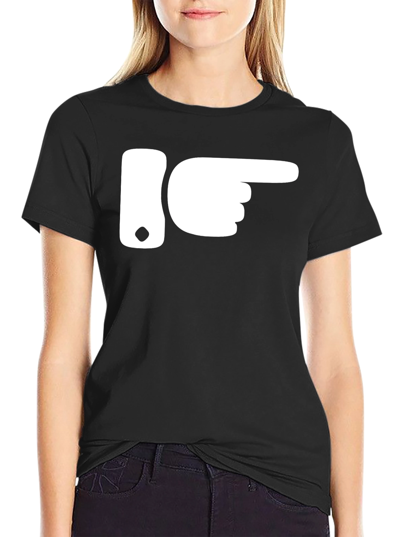 Black Pointing Finger Graphic Tee - Novelty Humor Shirt view 2