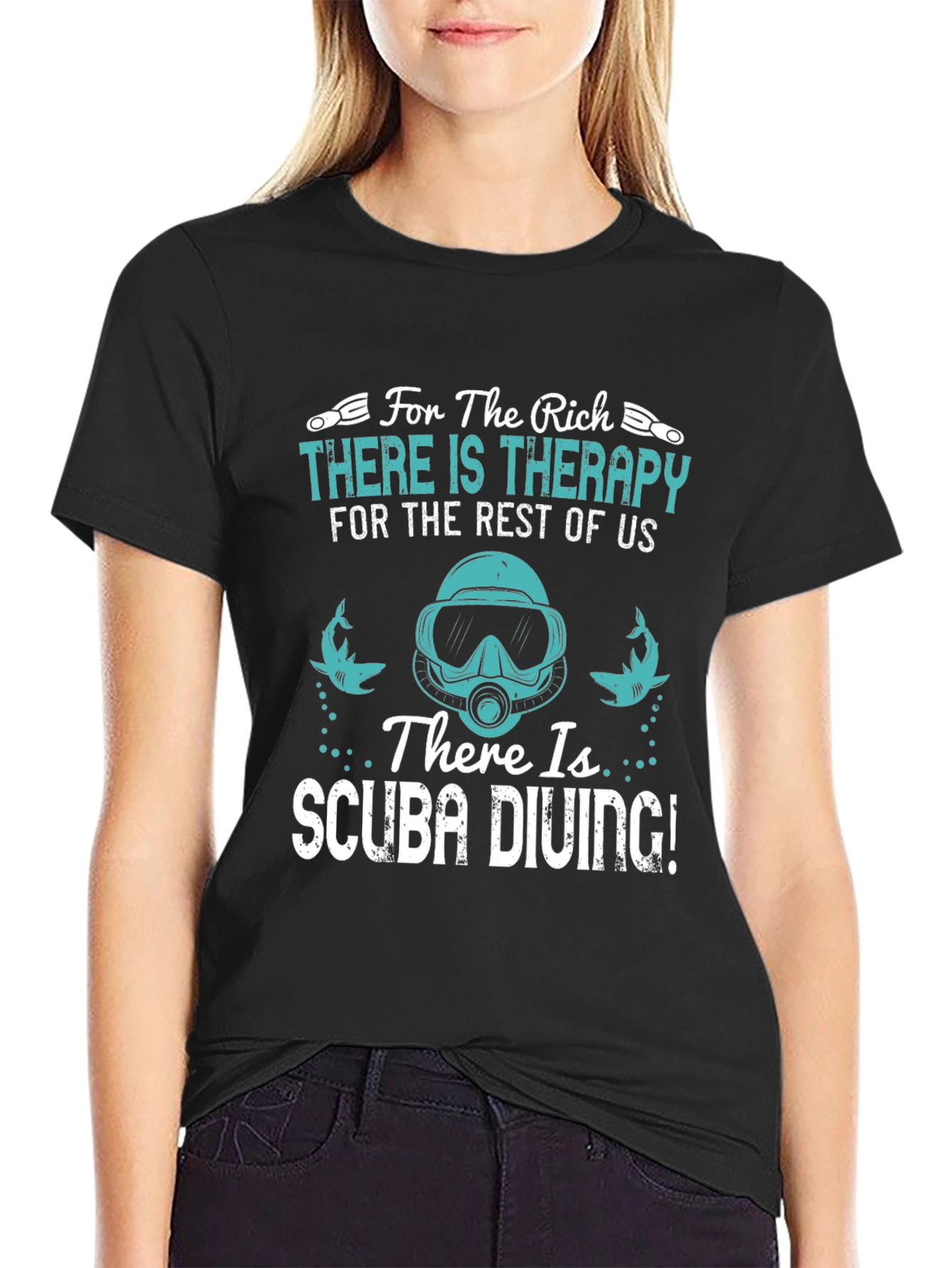 Black Funny Scuba Diving T-Shirt: Therapy Alternative view 2