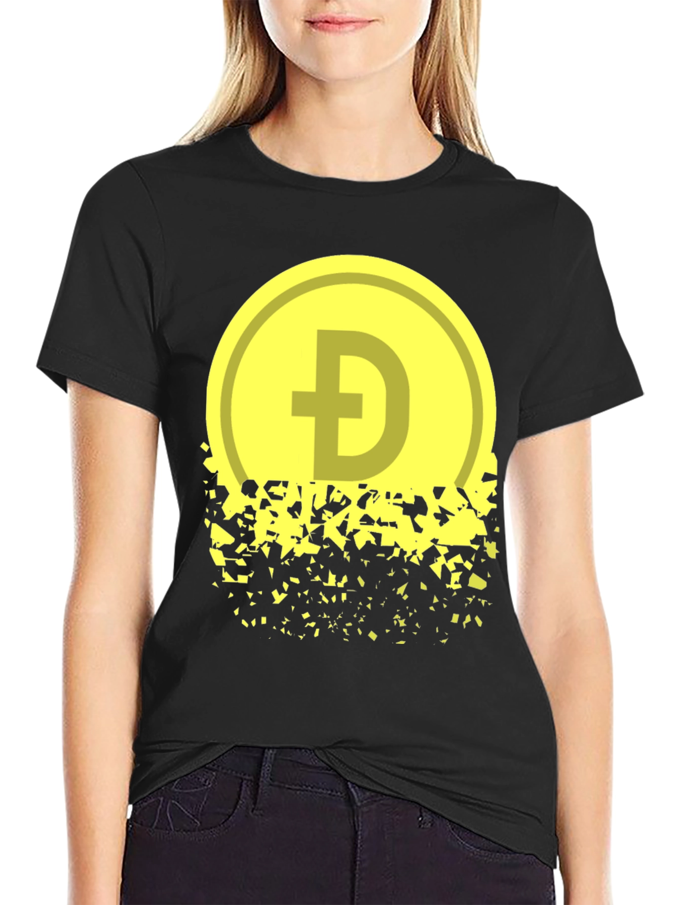 Black Dogecoin Fading Graphic Tee - Crypto Inspired Apparel view 2