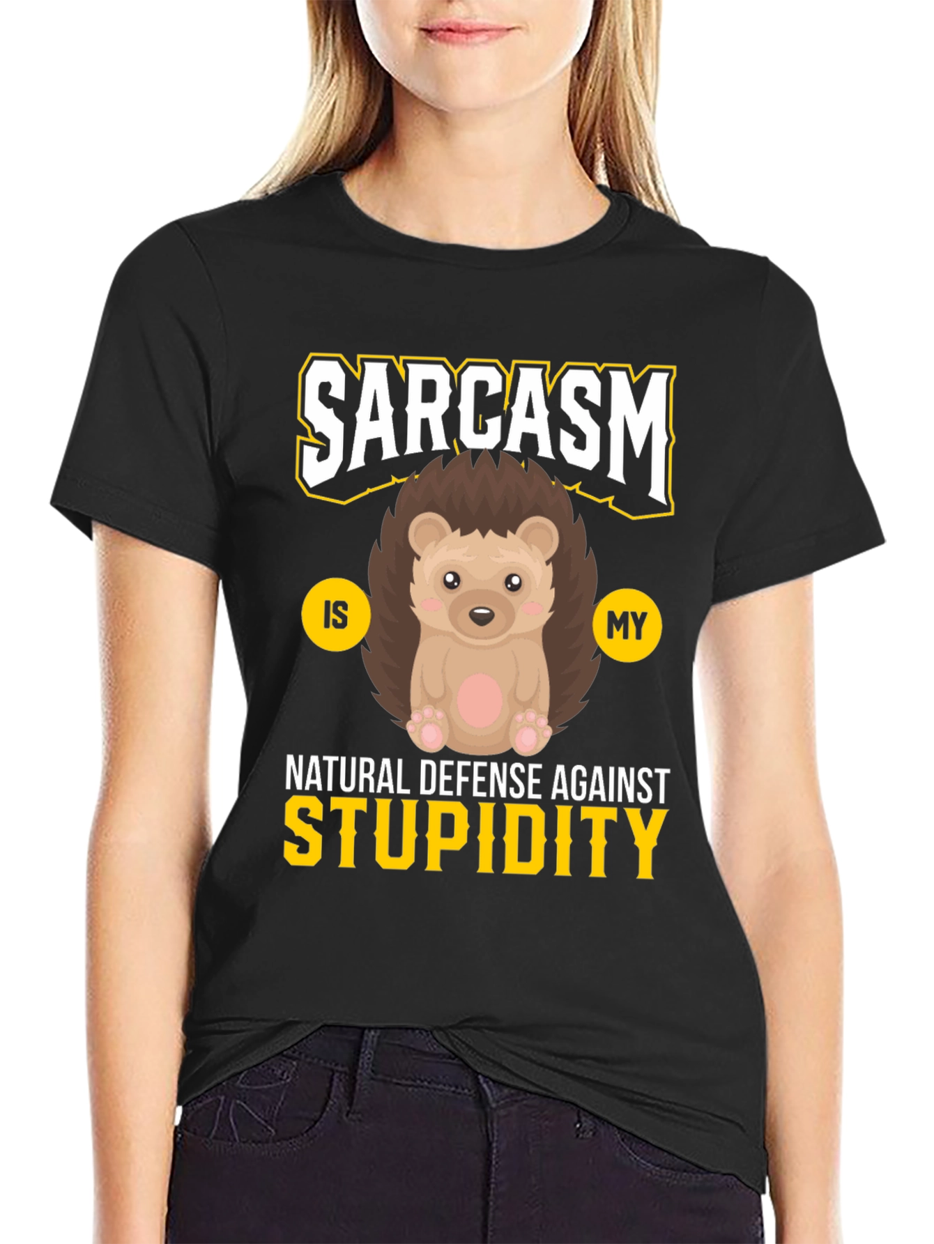 Black Sarcasm Hedgehog T-Shirt view 2