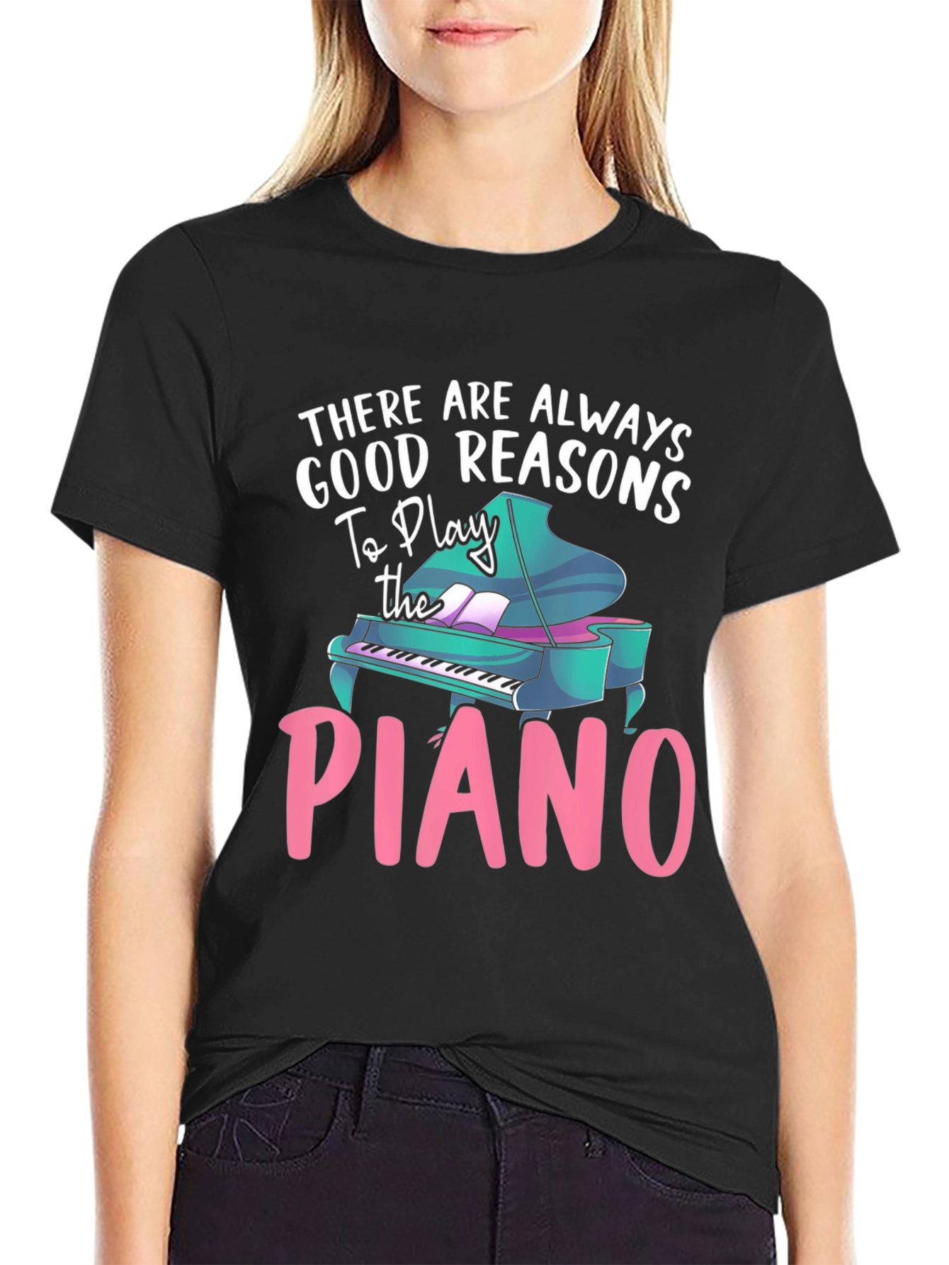 Black Piano Lover T-Shirt - Good Reasons To Play view 2
