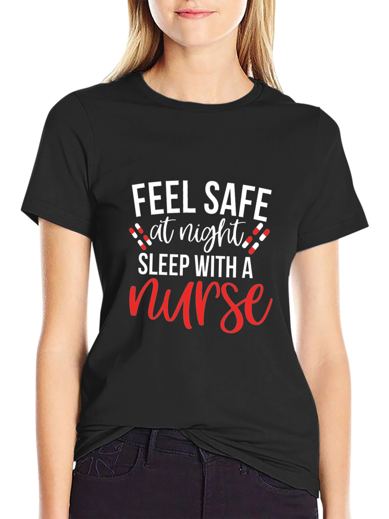 Black Feel Safe, Sleep With a Nurse Tee view 2
