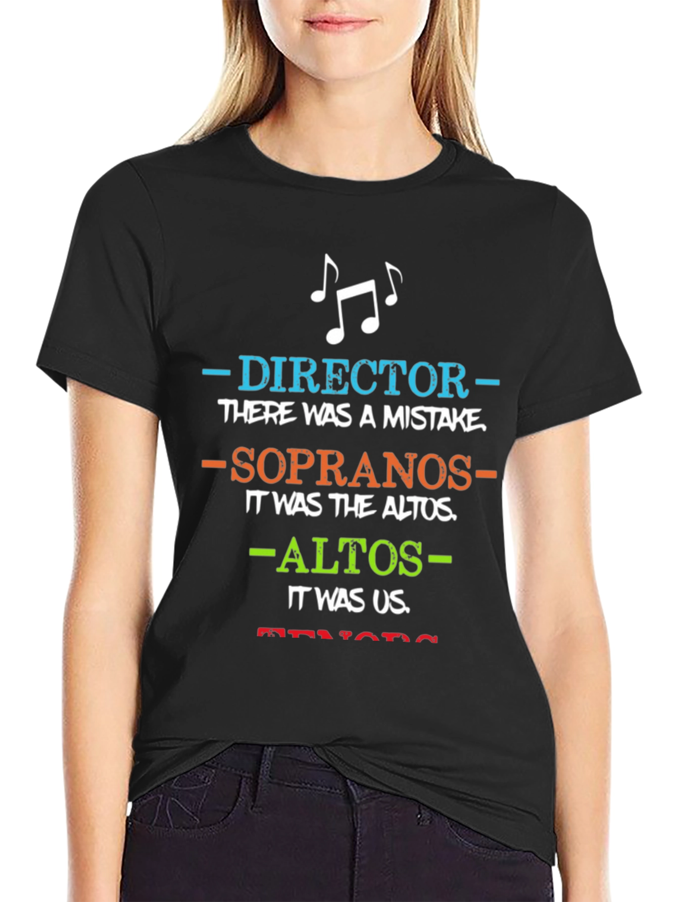 Black Choir Director T-Shirt: Blame the Altos Funny Music Tee view 2