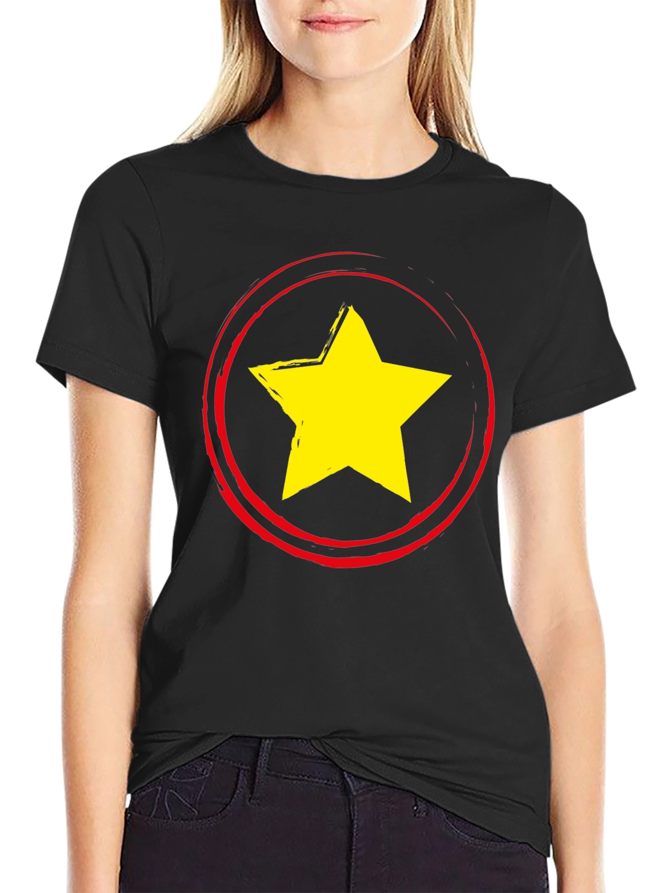 Black Star Graphic Crew Neck T-Shirt view 2