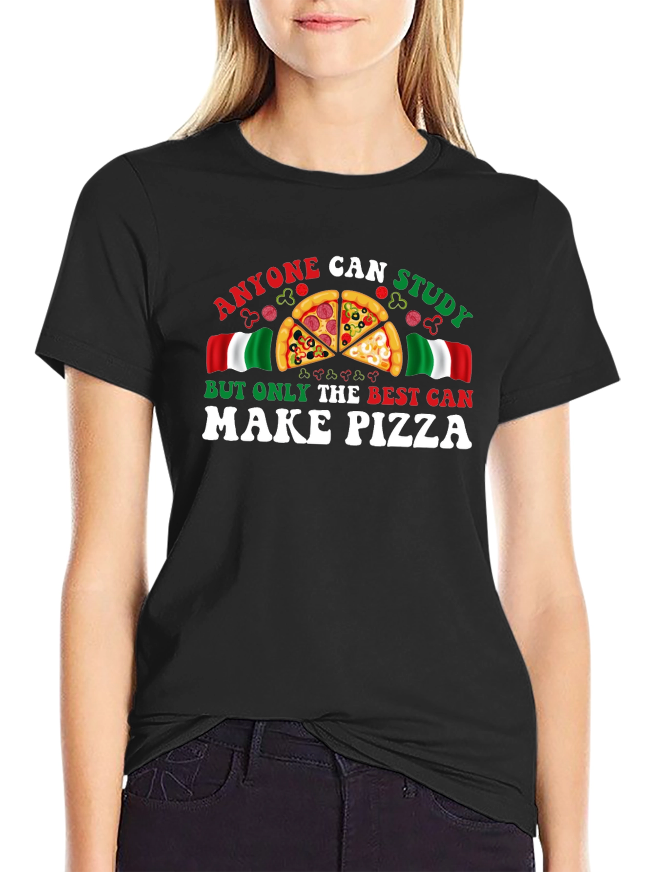 Black Anyone Can Study, But Only The Best Can Make Pizza T-Shirt view 2