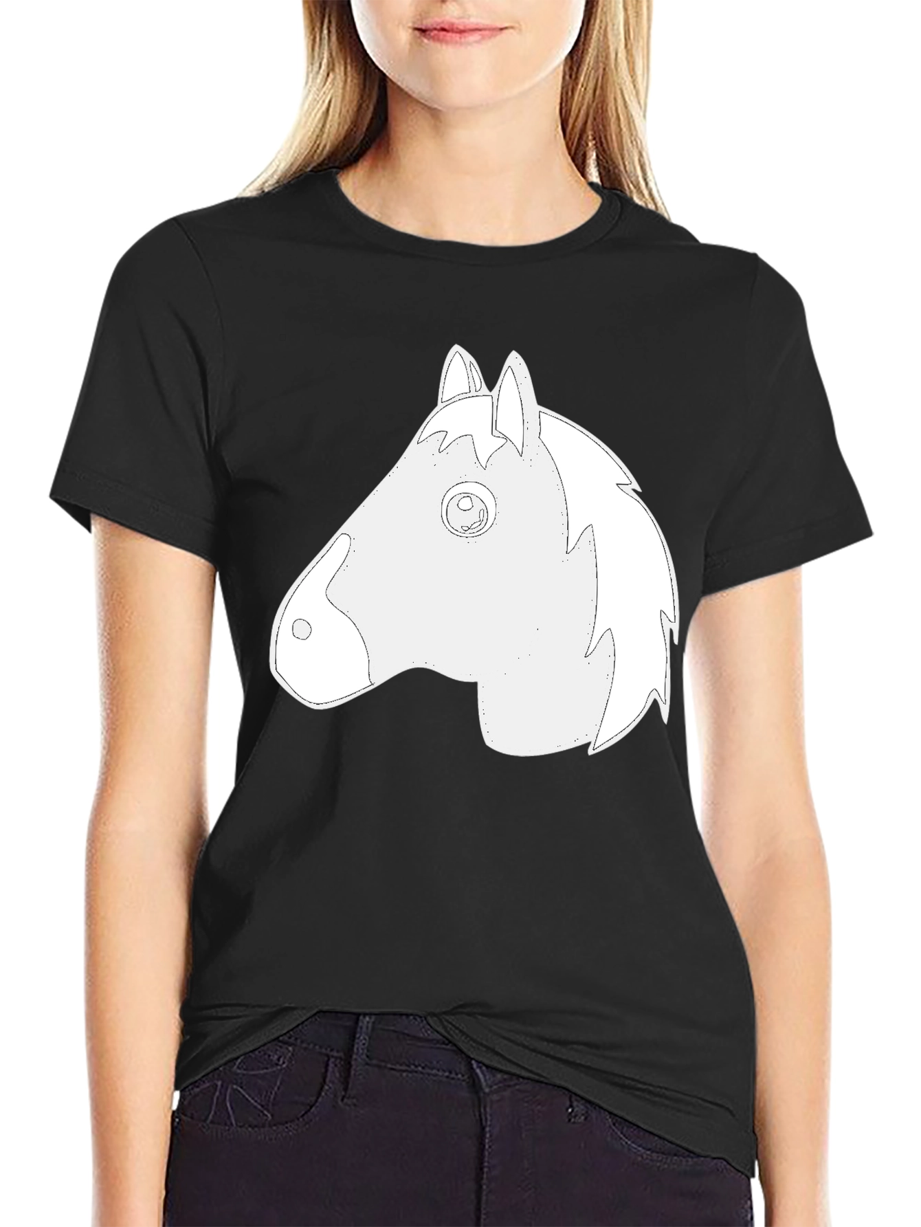 Black Black T-Shirt with Horse Head Graphic view 2