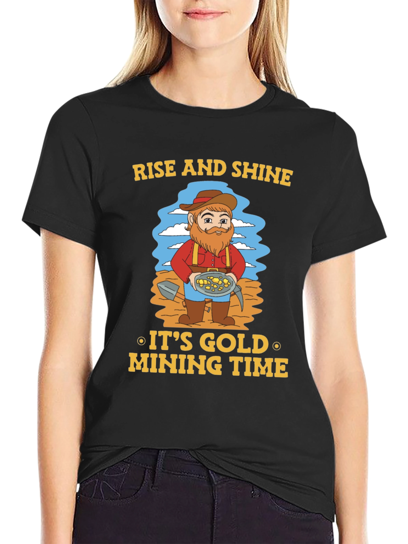 Black Rise and Shine Gold Mining T-Shirt view 2