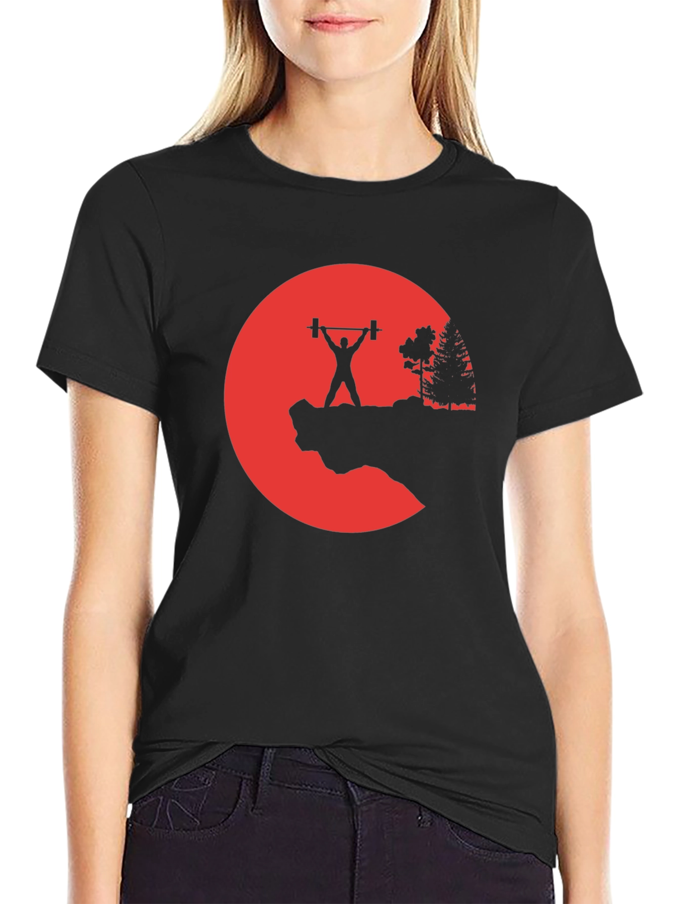 Black Weightlifting Silhouette Graphic T-Shirt view 2