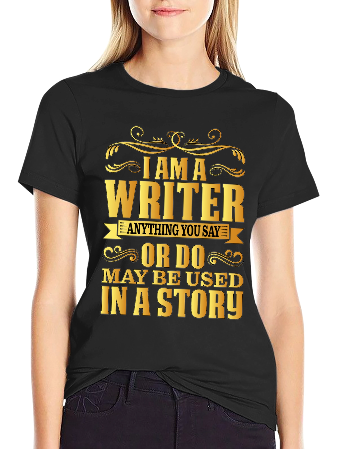 Black I Am A Writer Graphic Tee view 2